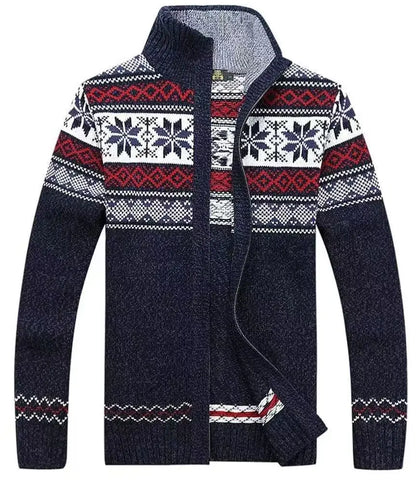 Cardigan homme zippé maille jacquard motif nordique
