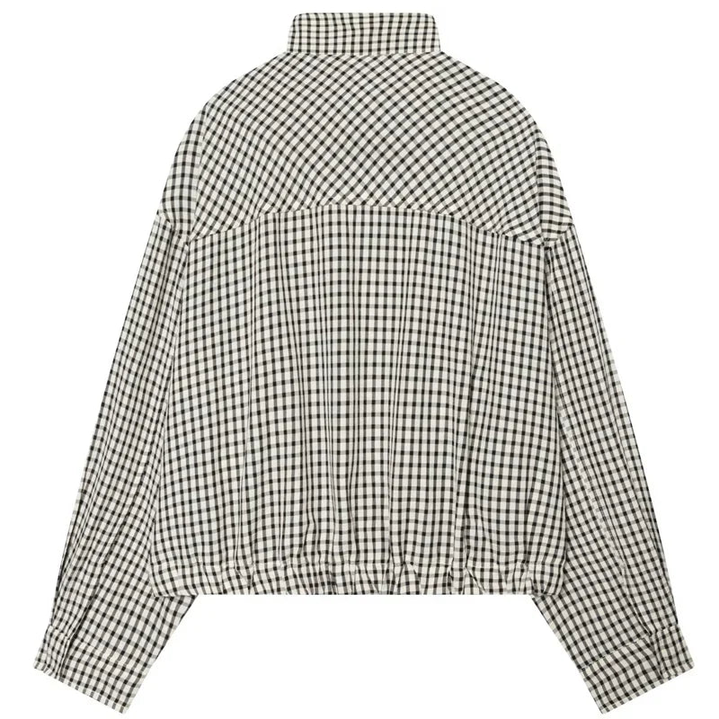 Veste Bomber Femme | Oversize, Manches Longues | Carreaux