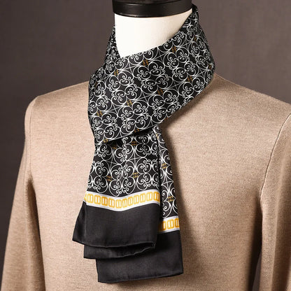 Écharpe homme soie 100% Mulberry à pois double épaisseur 160 cm