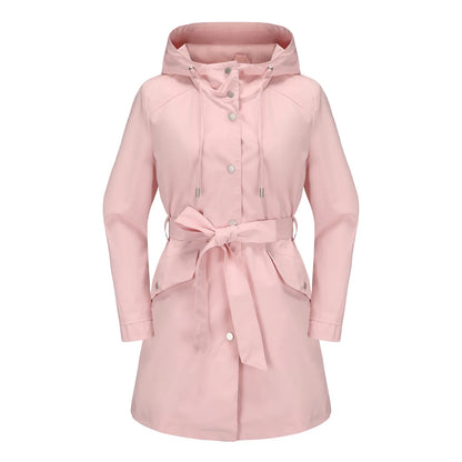 Imperméable femme trench long à capuche ceinture coupe fine