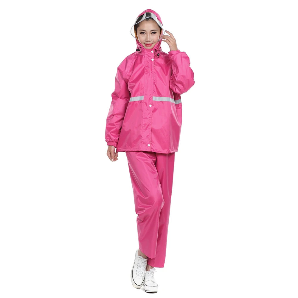 Veste de pluie femme avec pantalon, ensemble imperméable réfléchissant