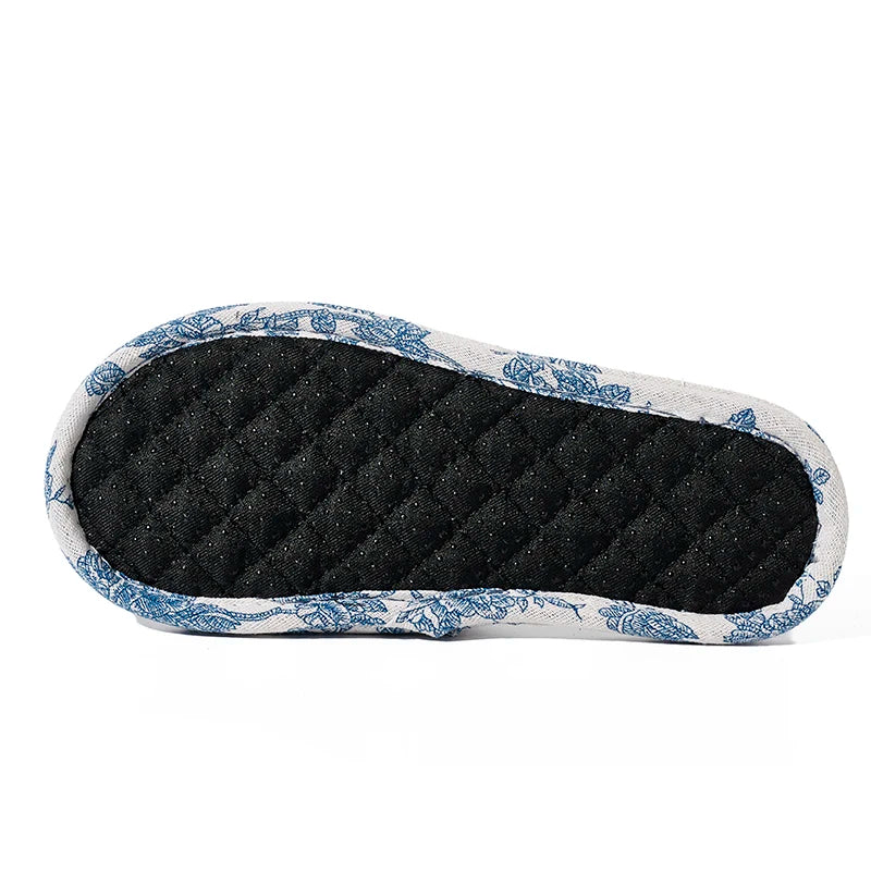 Chaussons femme coton floral antidérapants légers pour intérieur