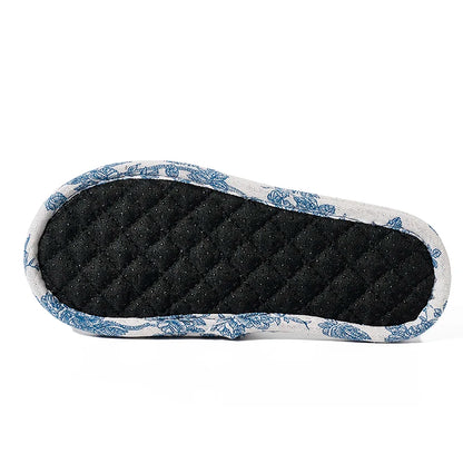 Chaussons femme coton floral antidérapants légers pour intérieur
