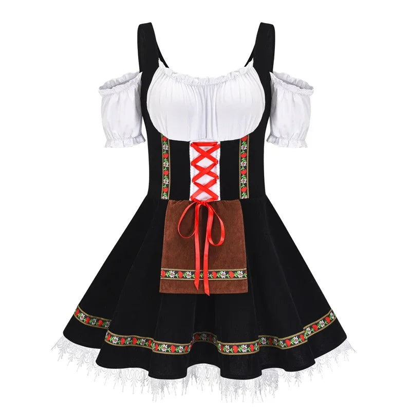 Robe Mini Dirndl Femme - Tissu Léger - Élégante Mode Trachten Oktoberfest