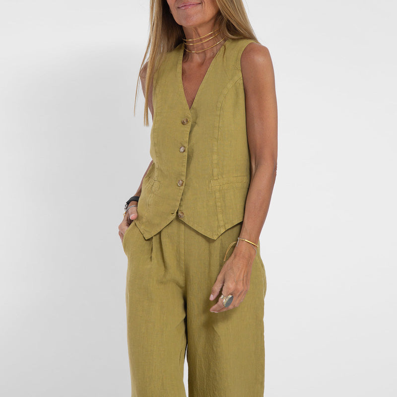 Élégant Pantalon Lin - Confortable - Chic-Chemisier-PARIS FEMME