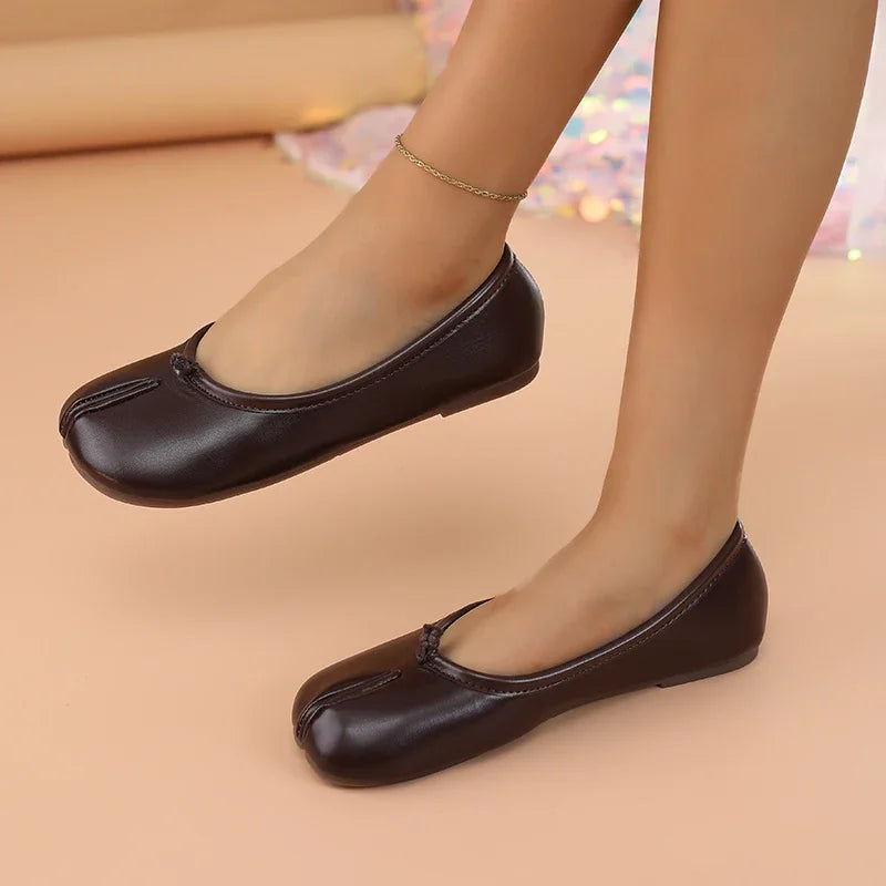 Ballerines Tabi pour femmes | Orteils séparés, cuir doux, chaussures plates brillantes