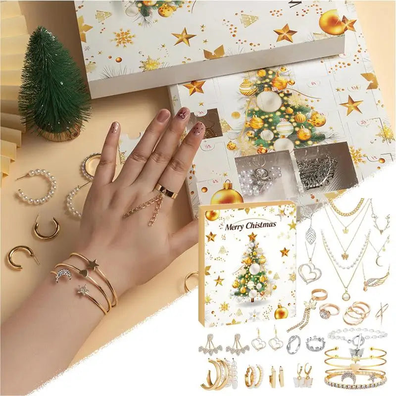 Calendrier de l avent bijoux femme 24 jours boucles collier bague
