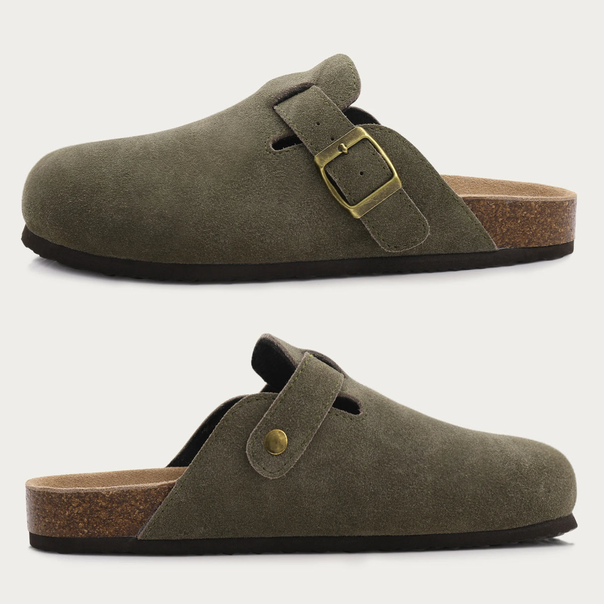 Chaussons femme mules suède semelle plate, confort intérieur