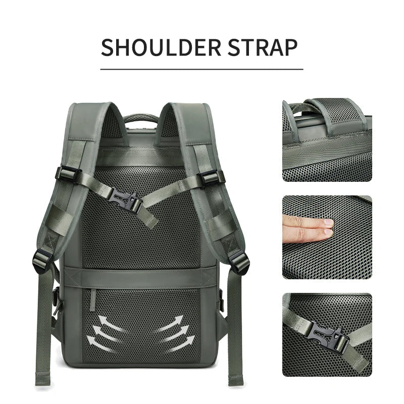 Sac à dos ordinateur imperméable USB avec compartiment 17 pouces et extensible 39L