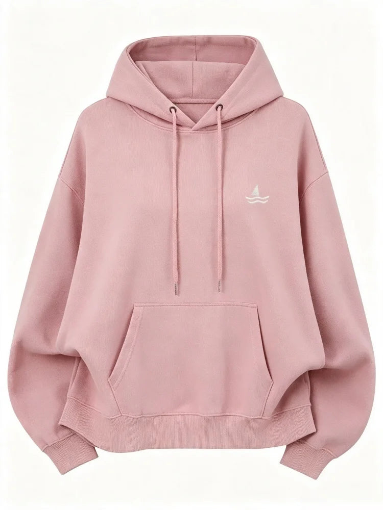 Sweat à capuche oversize brodé unisexe manches longues motif animal