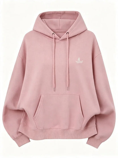 Sweat à capuche oversize brodé unisexe manches longues motif animal
