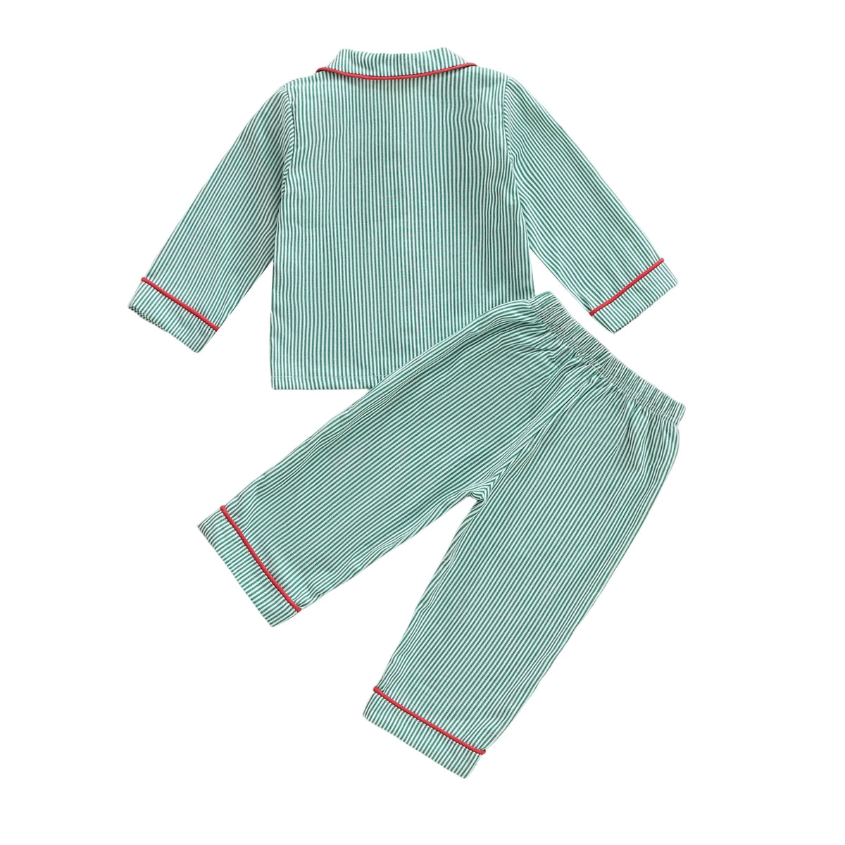 Pyjama Noël garçon 2 pièces rayé broderie Père Noël manches longues