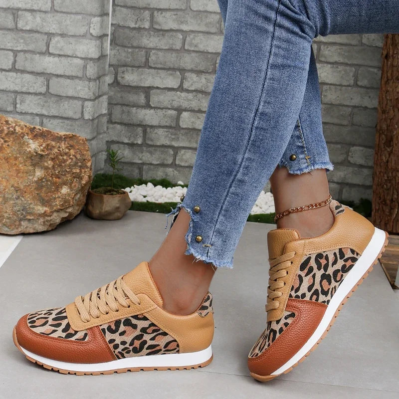 Baskets de jogging femme | Imprimé léopard, chaussures casual d'été