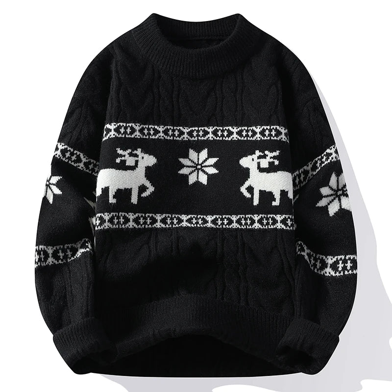 Pull de Noël homme motif renne Jacquard épais hiver