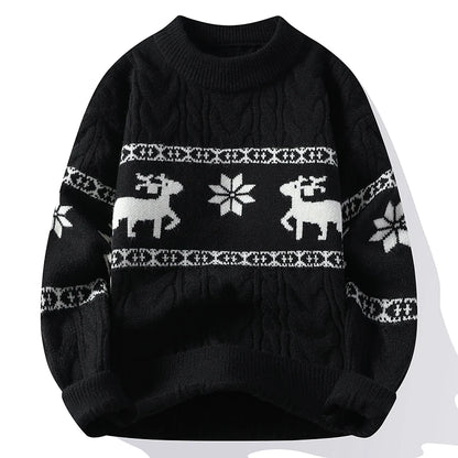 Pull de Noël homme motif renne Jacquard épais hiver