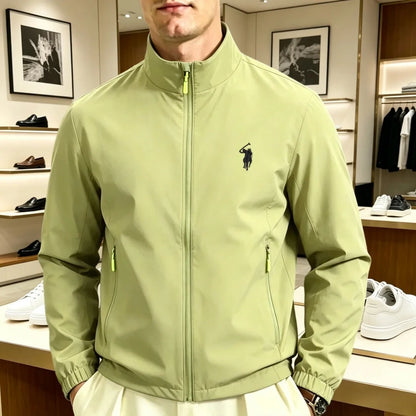 Veste zippée col montant brodée homme femme, imperméable casual mi-saison