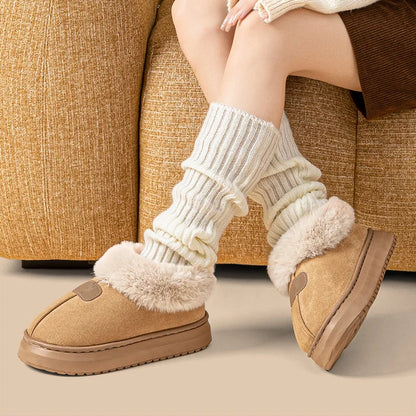 Chaussons femme homme polaire semelle épaisse montants, usage intérieur extérieur