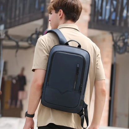 Sac à dos ordinateur imperméable USB homme avec compartiment 15 pouces et port de charge