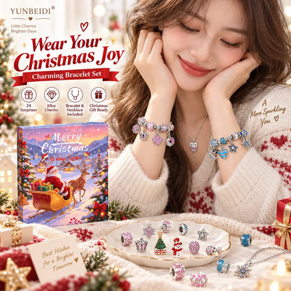 Calendrier de l'avent bracelet charms 24 jours métal Noël cadeau