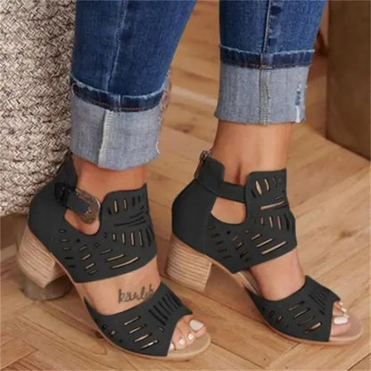 Sandales Femmes Talon Moyen Été Ouvert Décontracté Mariage