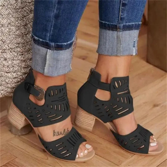 Sandales Femmes Talon Moyen Été Ouvert Décontracté Mariage