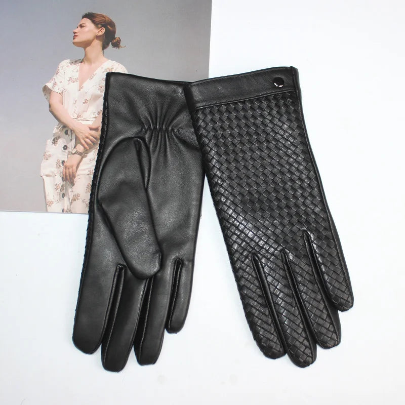 Gants cuir agneau femme avec doublure laine et écran tactile