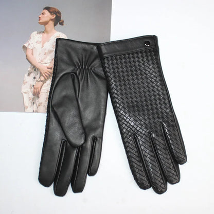 Gants cuir agneau femme avec doublure laine et écran tactile