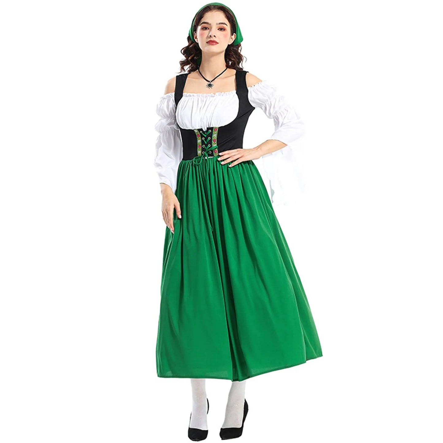 Robe Dirndl lang für Frauen Oktoberfest - Leichtes Material - Traditionelles Design