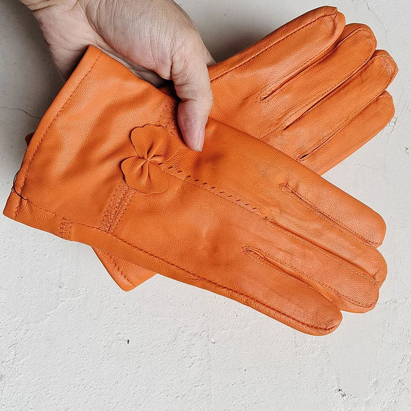 Gants cuir agneau femme avec doublure laine, cuir véritable