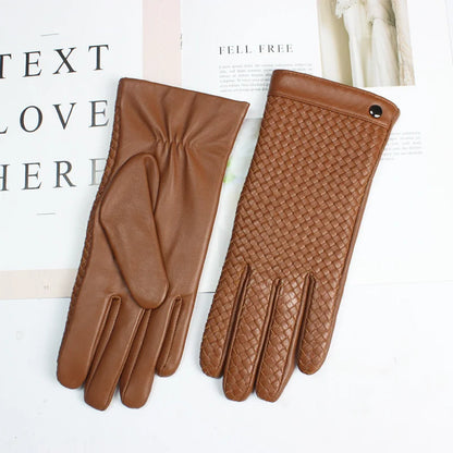 Gants cuir agneau femme avec doublure laine et écran tactile