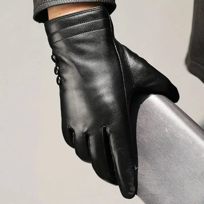 Gants hiver homme cuir peau de mouton doublure velours chaud