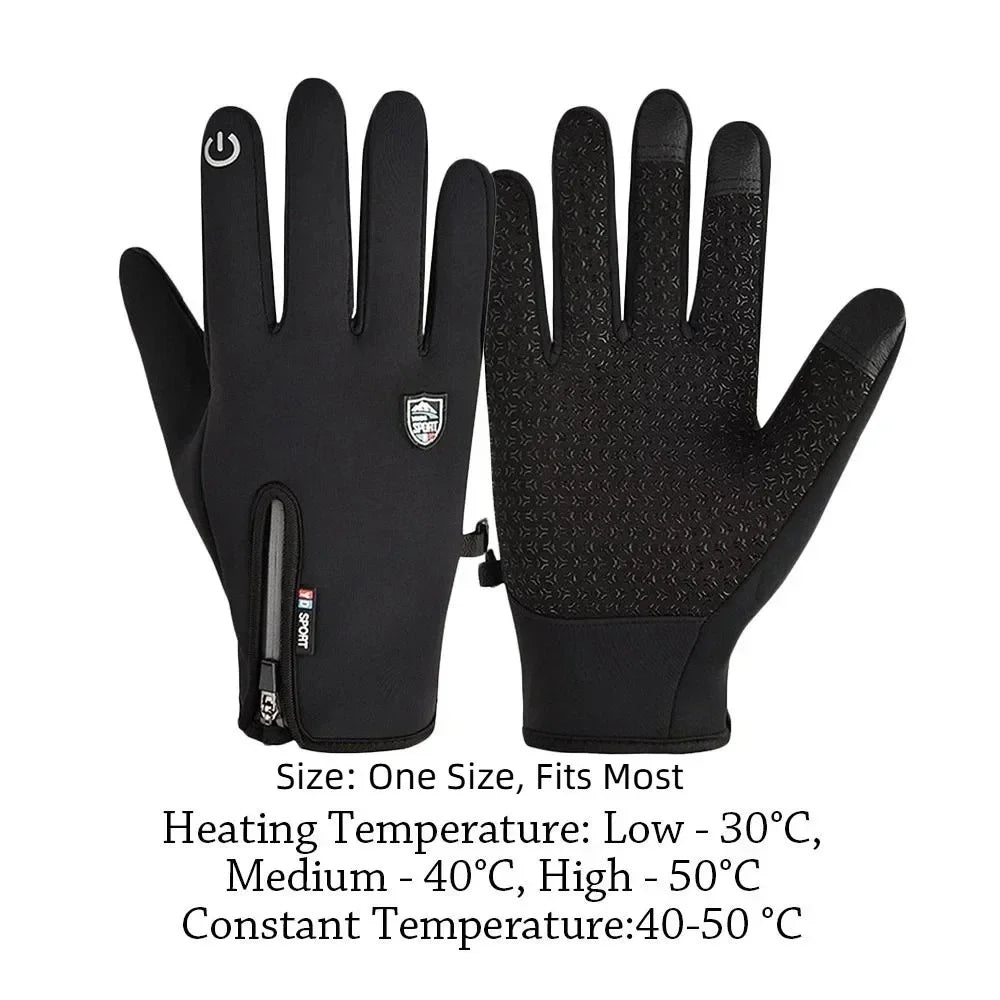 Gants chauffants batterie rechargeable homme en cuir tactiles