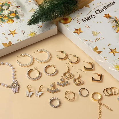Calendrier de l avent bijoux femme 24 jours boucles collier bague