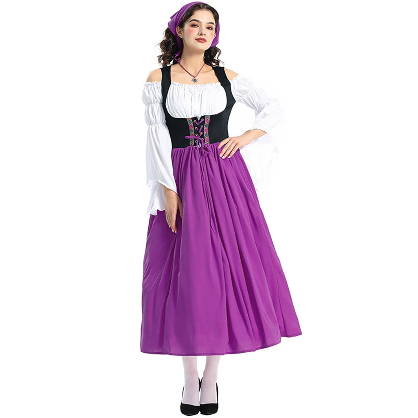 Robe Dirndl lang für Frauen Oktoberfest - Leichtes Material - Traditionelles Design