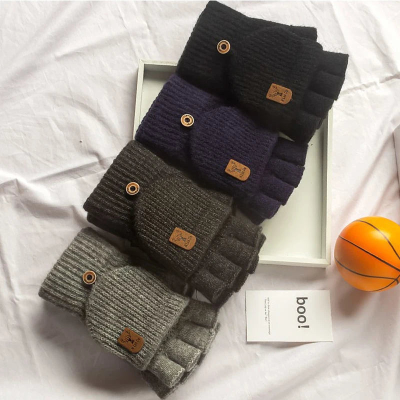 Gants tricotés sans doigts écran tactile hiver homme femme