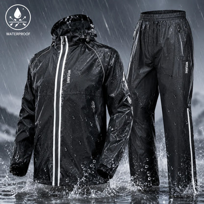 Veste de pluie avec pantalon imperméable coupe vent unisexe, bandes réfléchissantes