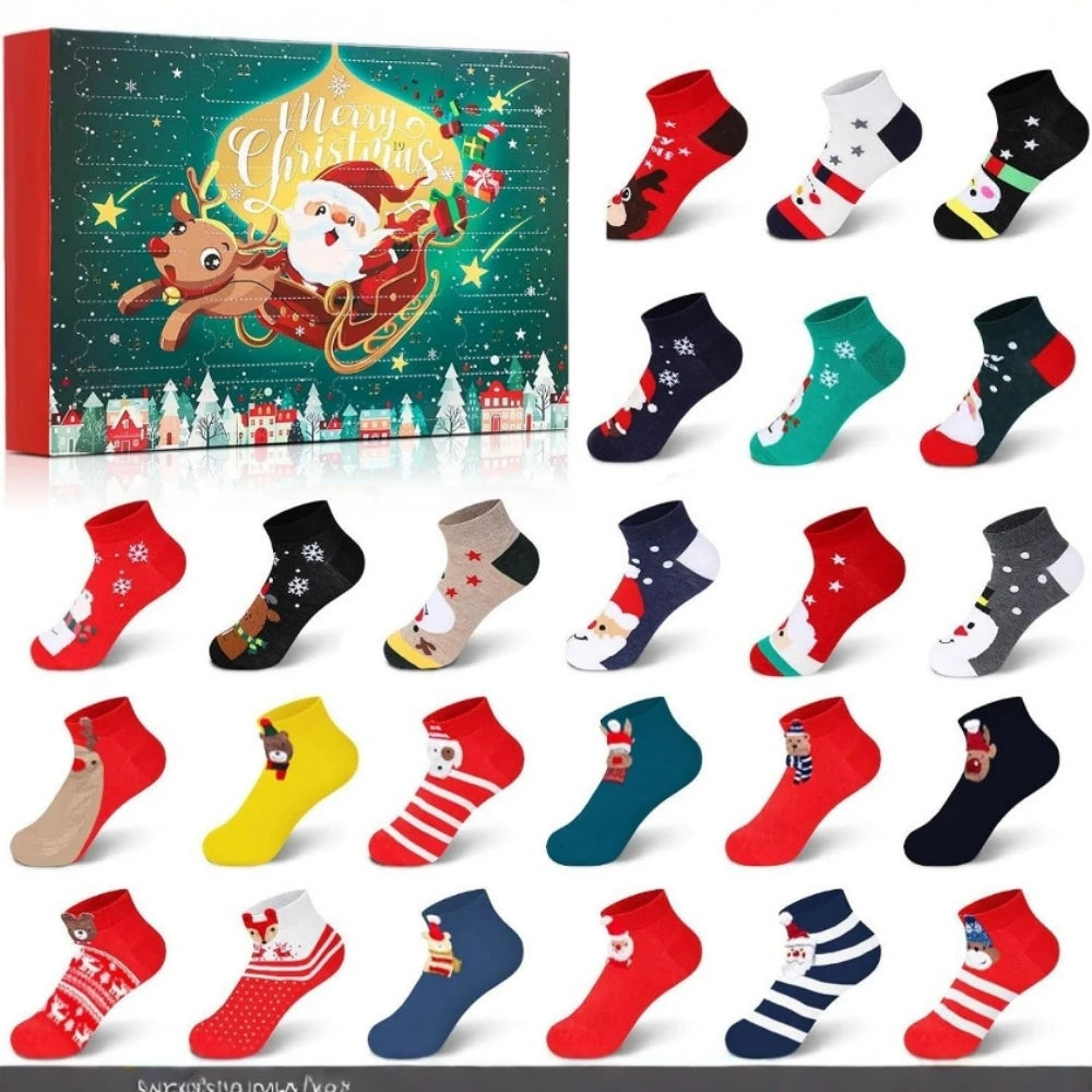 Calendrier de l Avent Chaussettes 24 Paires Noël Longues Courtes