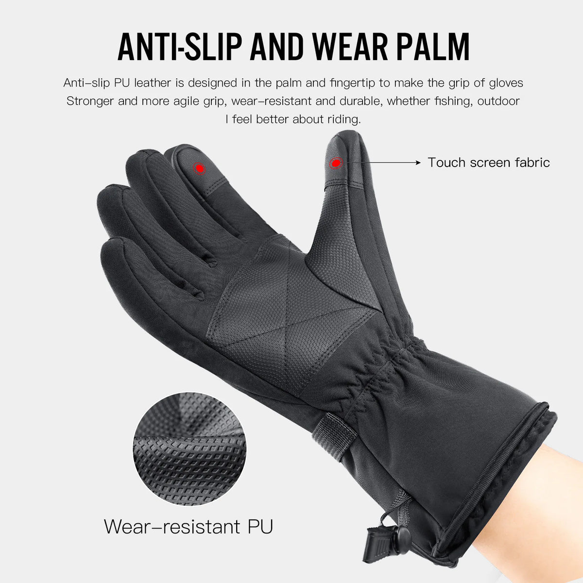 Gants chauffants moto imperméables rechargeables hiver doigts complets unisexe