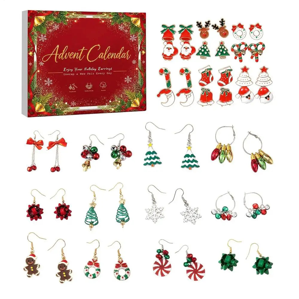 Calendrier de l avent bijoux boucles d oreilles femme Noël 24 jours