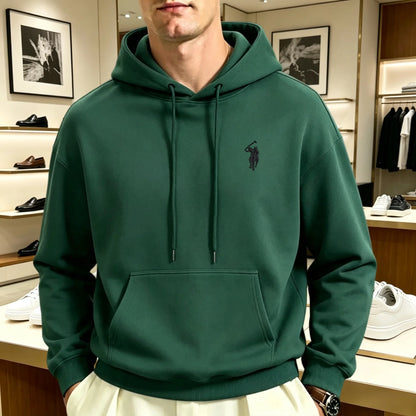 Sweatshirt à capuche oversize brodé unisexe coupe loose manches longues