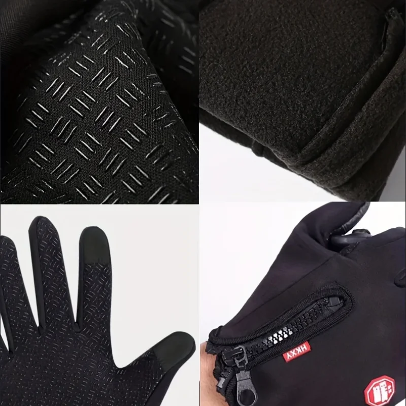 Gants chauffants électriques tactiles hiver avec doublure polaire et grip silicone