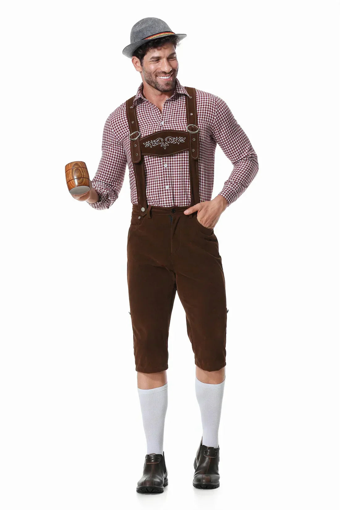 Traditionelle Herrenhose mit Hosenträgern - Leder - Bereit für das Oktoberfest