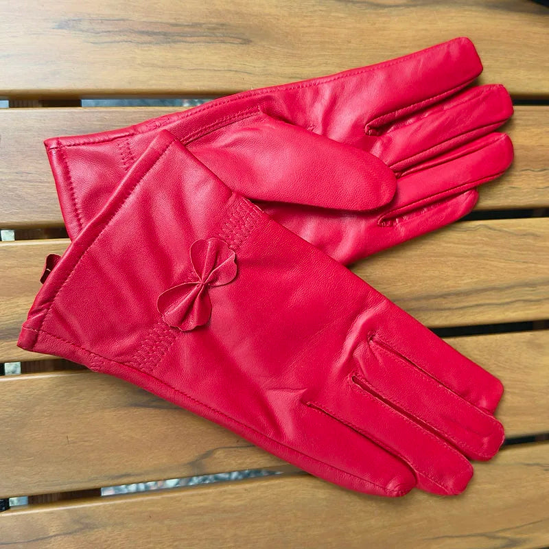 Gants cuir agneau femme avec doublure laine, cuir véritable