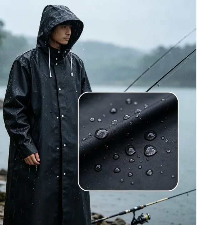 Imperméable femme long capuche unisexe homme noir grande taille