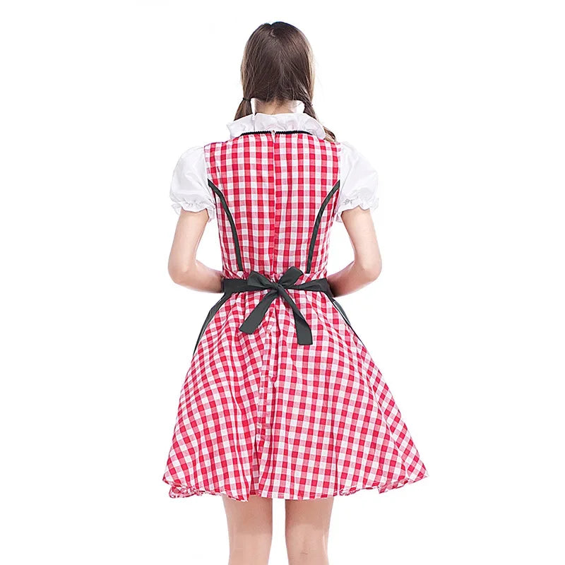 Dirndl Kleid Damen Oktoberfest - Weiches Material - Klassischer Stil - Detailliertes Traditionelles Festkleid