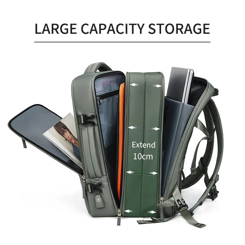 Sac à dos ordinateur imperméable USB avec compartiment 17 pouces et extensible 39L