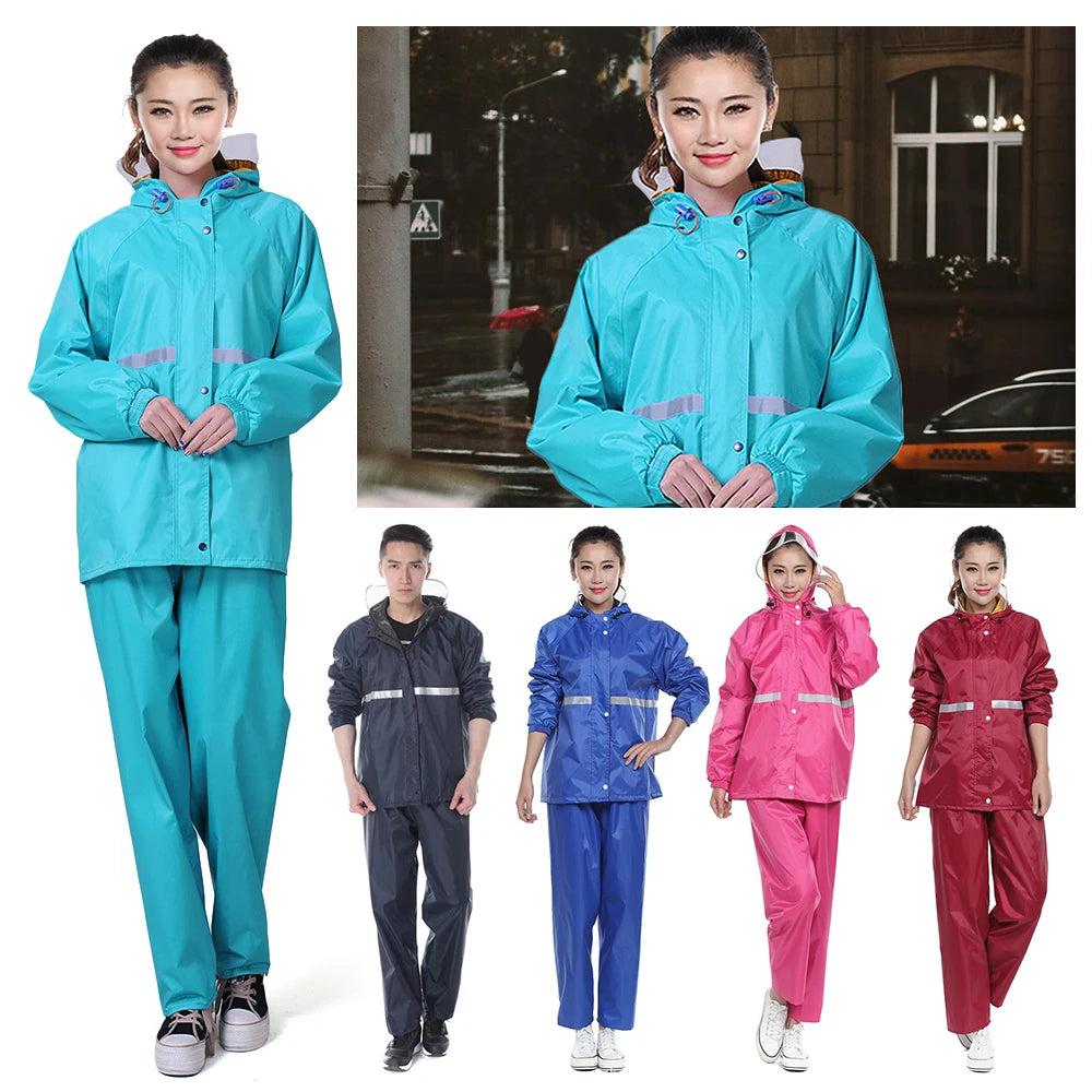 Veste de pluie femme avec pantalon, ensemble imperméable réfléchissant