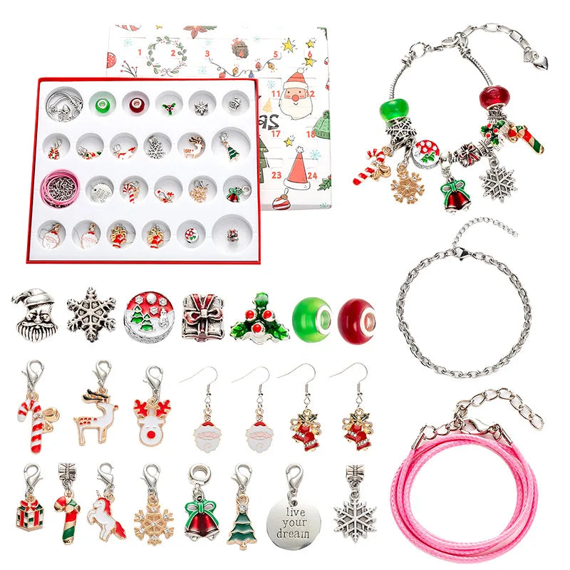 Calendrier de l'avent bijoux Noël 24 jours set collier bracelet