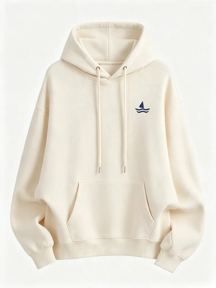 Sweat à capuche oversize brodé unisexe manches longues motif animal