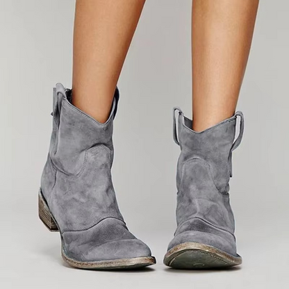 Bottes Bottines Femme | Talon Bas Pointu | Cuir PU Western